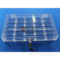 500pc Clear Acrylic chip tray with brass handle Casino Poker Chip Tray